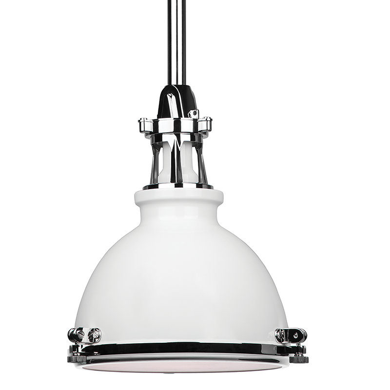 Massena 1 - Light Single Pendant, White Polished Nickel, Polished Nickel