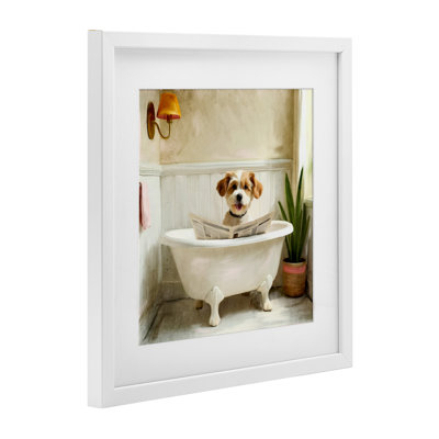 «Light Reading Dog Bath», reproduction encadrée sous verre, conception de Kim Allen