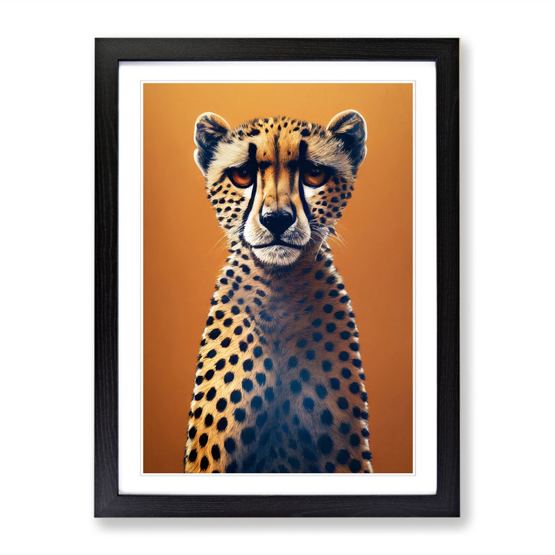 Ischua Cheetah Bauhaus - Picture Frame Print, 64cm H x 46cm W, Black Framed