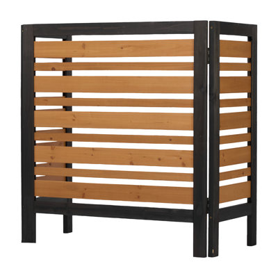 3-Panel Outdoor Air Conditioner Fence Screen, Outside Wood Privacy Fence, Backyard Garden Patio 38" W X 42" H