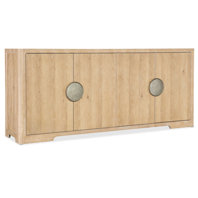 Beige Oak Transitional Media Console with Cabinet