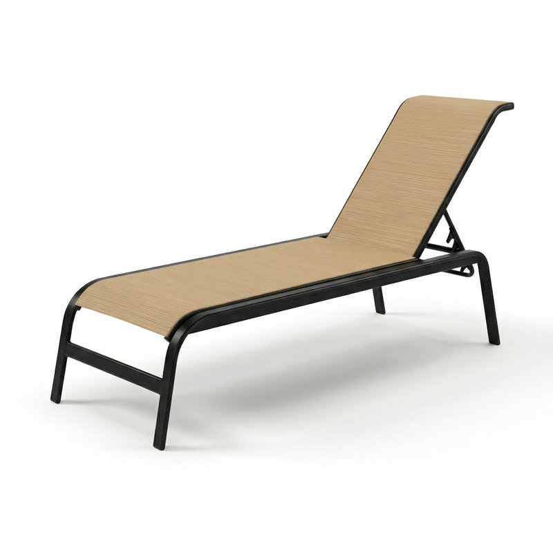 Windward Outdoor Anna Maria Chaise, Destiny Sand II Sling/Matte Black