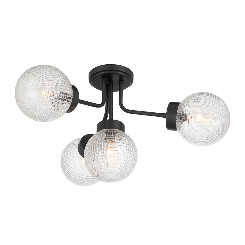 Plafonnier semi-encastré 4 lumières en noir mat, Matte Black