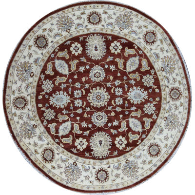 Wool Oriental Area Rug in Rust/Ivory