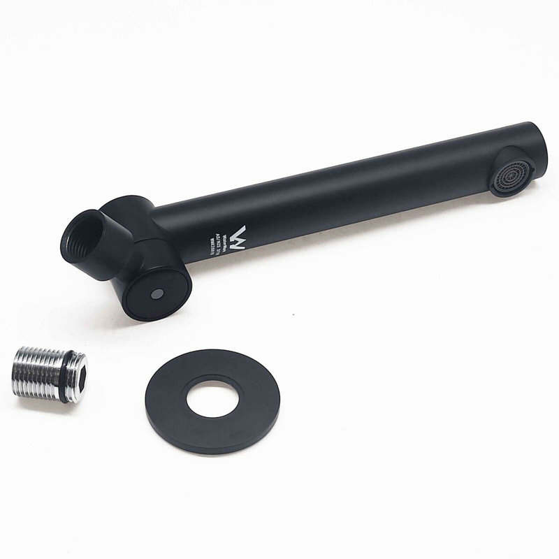 KYLINS Matte Black Swivel Wall Basin Tap Set Round Mono Bathtub Sink Vanity Mixer Tap Faucet Spout Filler