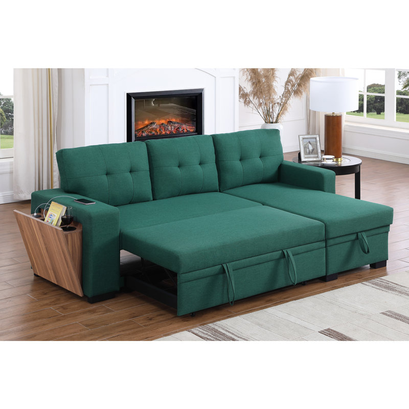 Upholstered Corner Sofa with Throw, Green