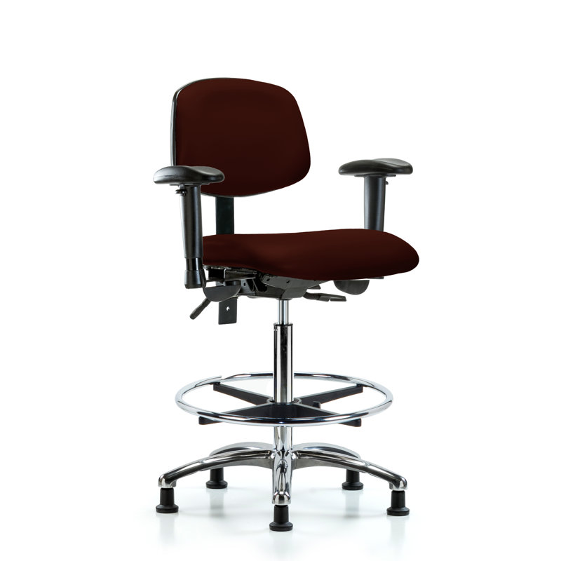Anna Vinyl Drafting Chair, Burgundy, Glides, Not Included