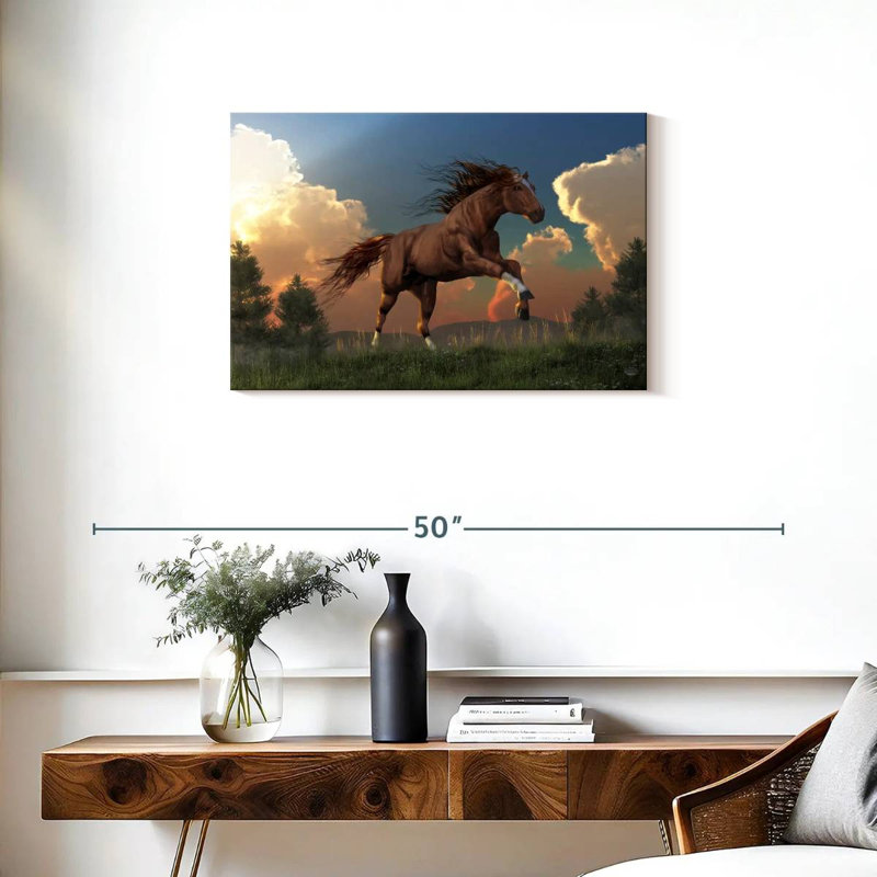 Cheval qui court librement, H 20 po x l 30 po