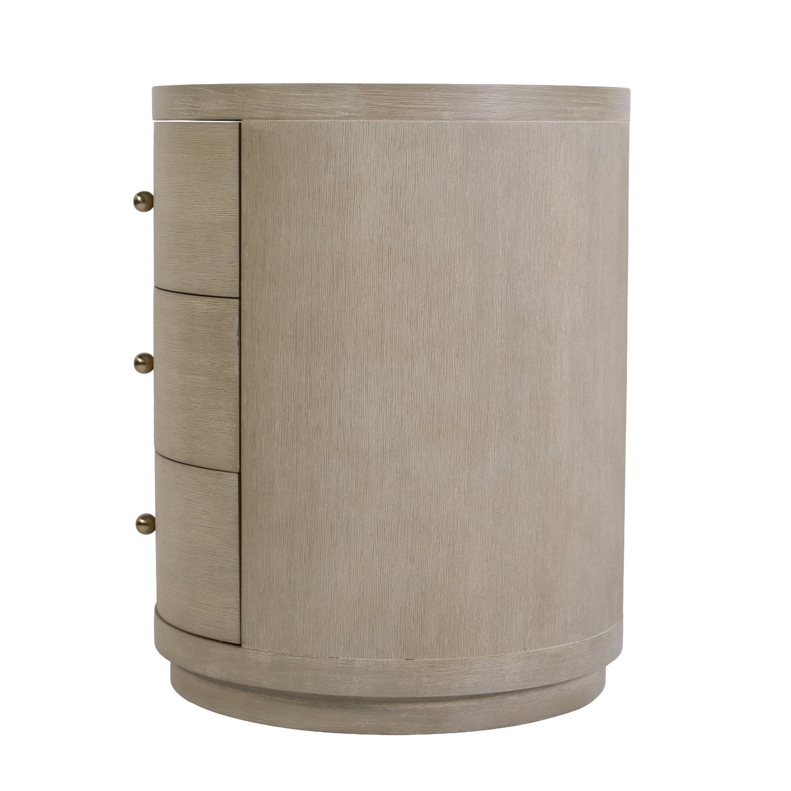 Celine 22 in. Round 3-Drawer Nightstand, Antique Taupe