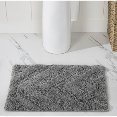 Branston 100% Cotton Tufted Bath Rug with Non-Slip Backing Machine Washable Luxurious Chervon Pattern Ultra Soft and Absorbent Bathroom Rug