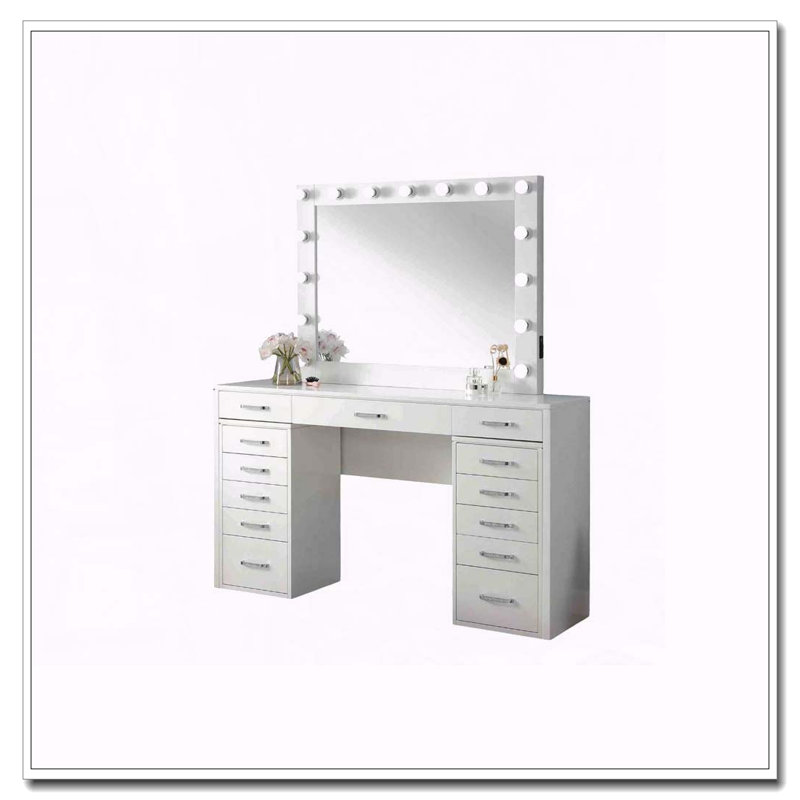 Ensemble de meuble-lavabo Glam Style avec armoires à tiroirs multiples et 15 ampoules