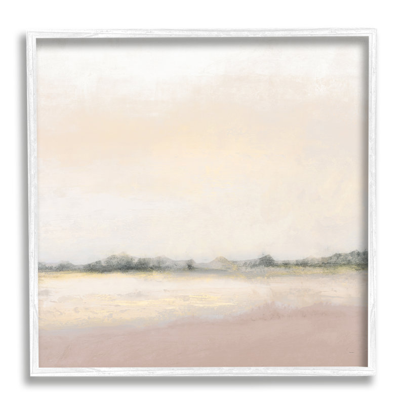 «Mute Prairie Landscape Sun Bleached Open Fields» par Michael Marcon - Peinture, Giclée encadrée blanc bord de mer