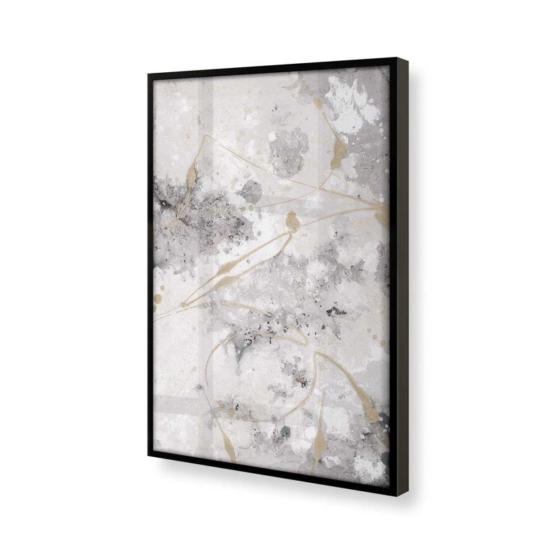Imprimé chuchotement doré v2, Papier avec cadre simple noir satiné, H 21 po x l 17 po x P 1,25 po