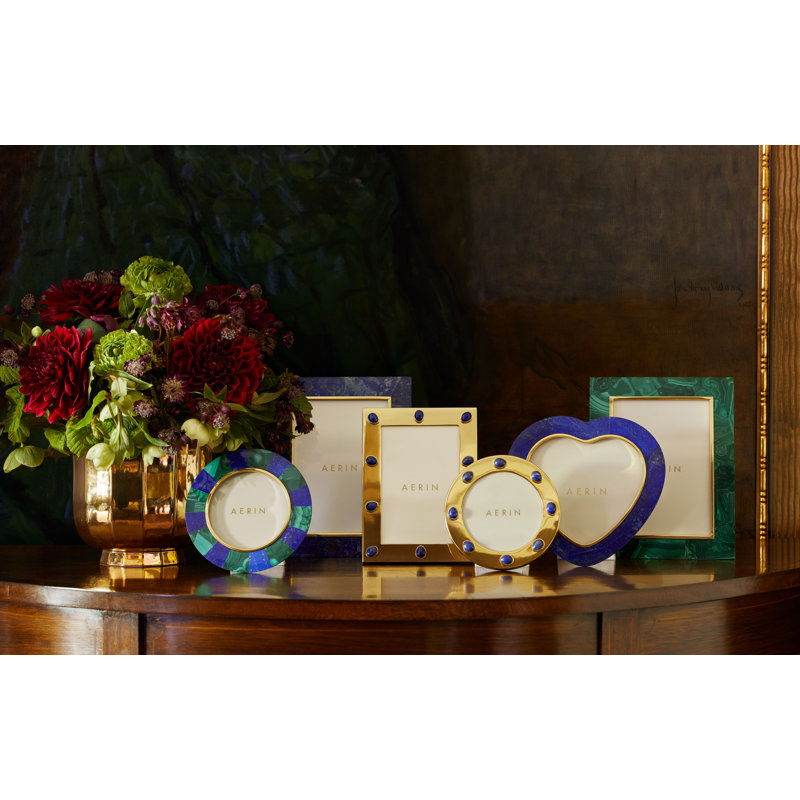 Cadre rond en mosaïque Cassiel, lapis, malachite