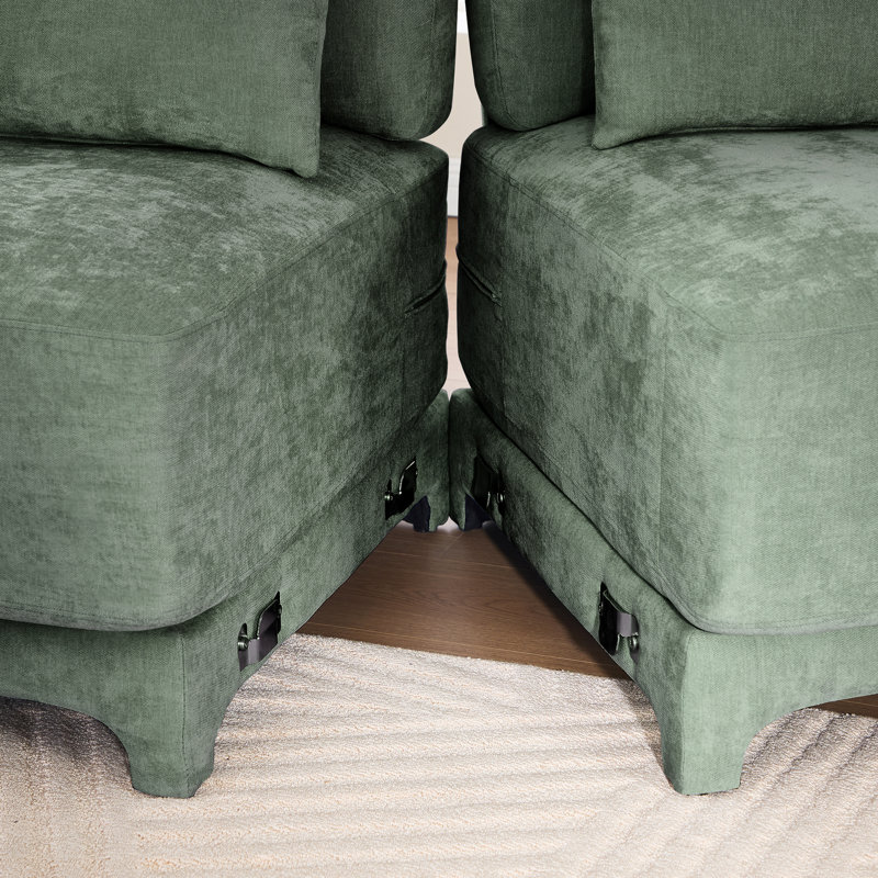 Chenille Almaguer bleu ciel à quatre places, avec structure en bois massif ergonomique, éponge à haute résilience, facile à placer, design moderne avec revêtement, base, coussins,