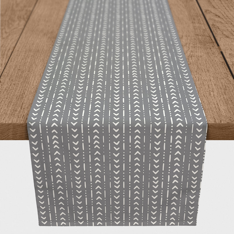 Costantina Rectangle Polyester Table Runner, 72" x 16", Orange Geometric 
