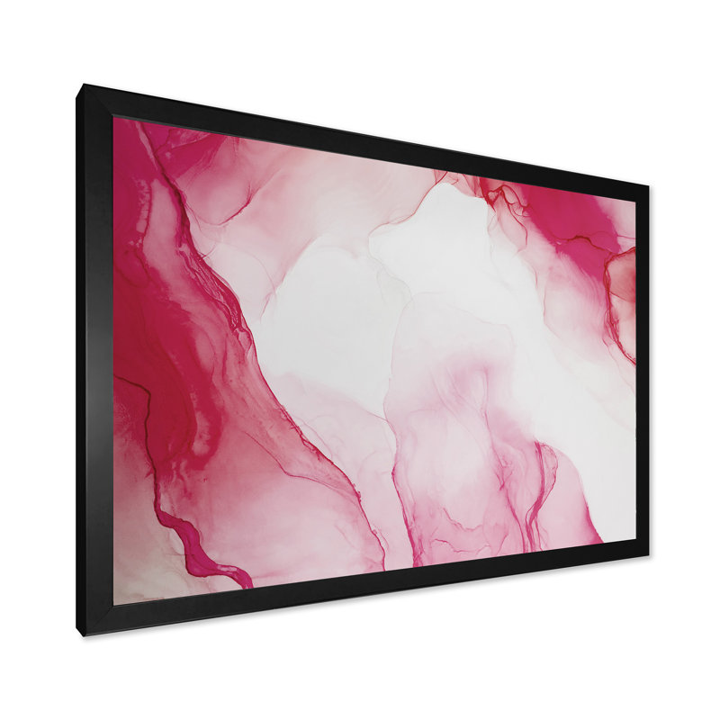 Décoration murale en toile de luxe luxueuse blanc rouge marbré, Impression noire sur toile encadrée, H 8 po x l 12 po
