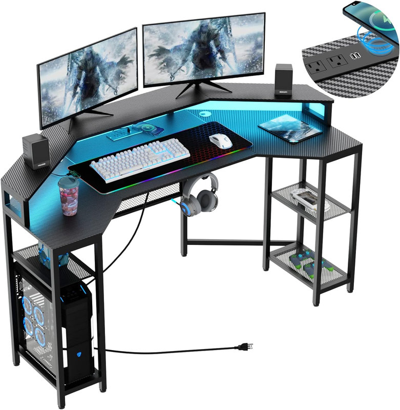 Levania L-Shaped Steel Computer Desk