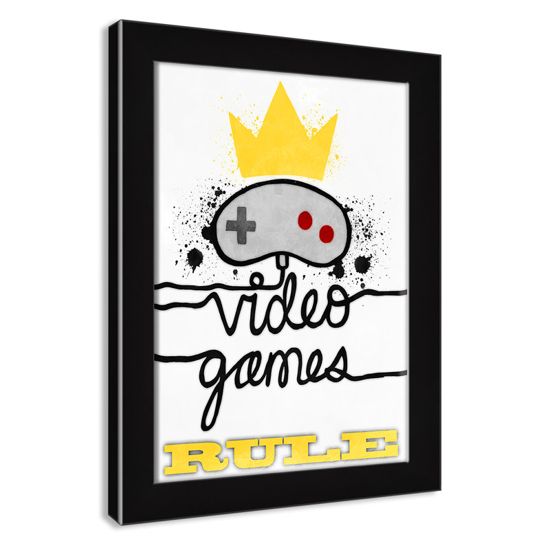 Impression de papier règle de jeux vidéo, H 16 po x l 12 po x P 0,63 po, Cadre noir