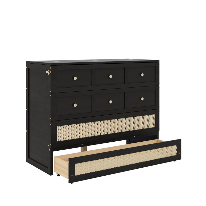Lit escamotable double avec tiroirs, Espresso