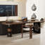 Bureau brun en demi-cercle en bois massif-130910277