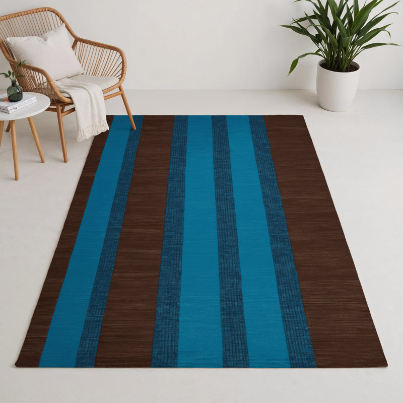Tapis intérieur / extérieur noir HorizontalStripes, Rectangle 9 pi x 12 pi