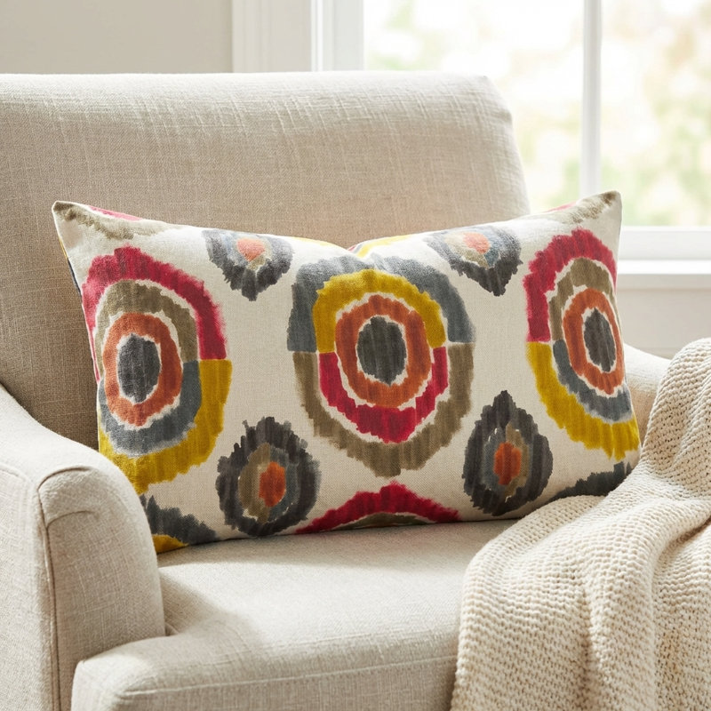 Coussin décoratif en lin fait à la main Baudi, 12" H x 20" W