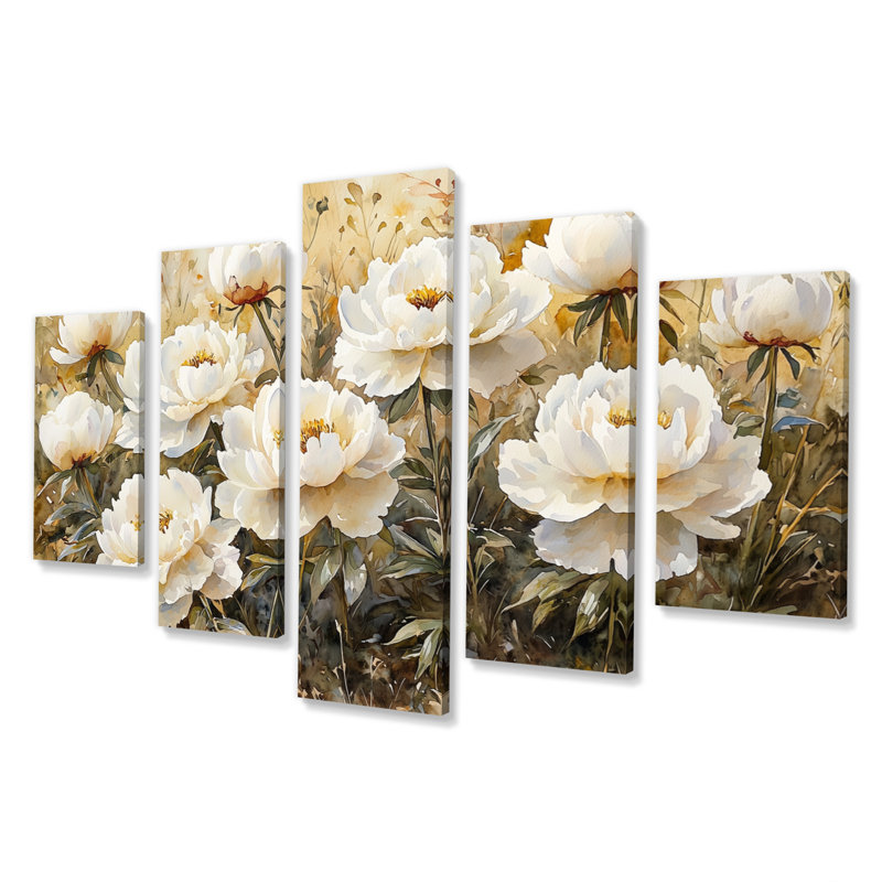 Pivoines dans la prairie de montagne II - art mural pivoines - décoration murale traditionnelle Wa