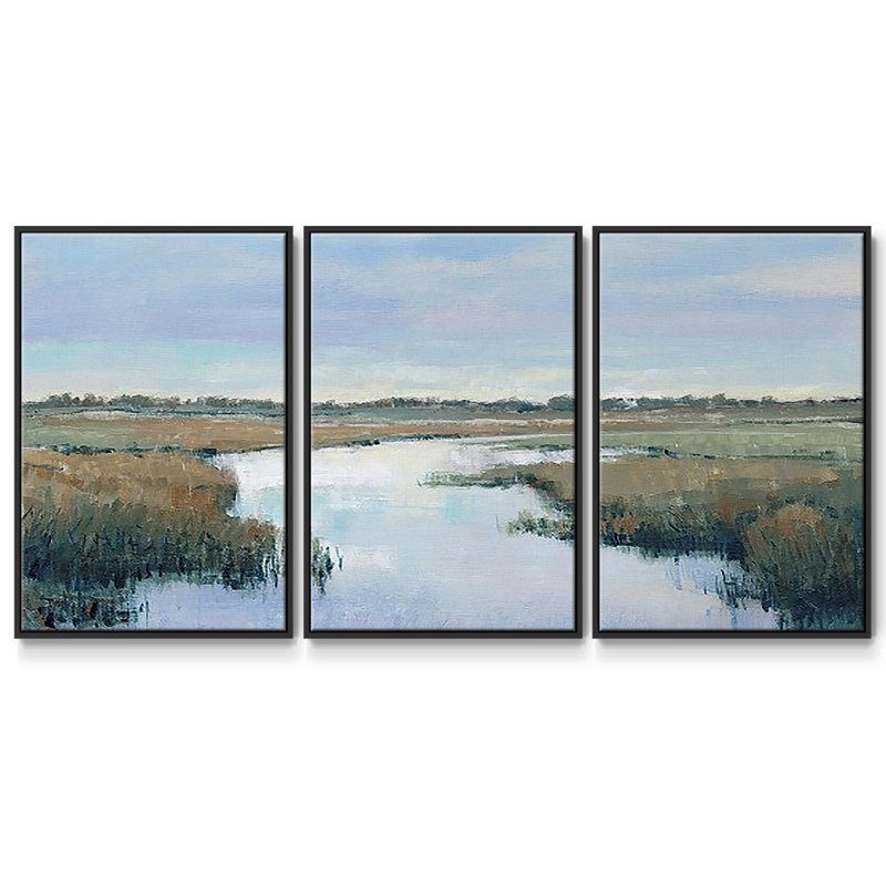 Coastal Plains II 3 pièces, H 40 po x l 78 po, Cadre noir