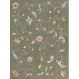 Floral Area Rug in Green