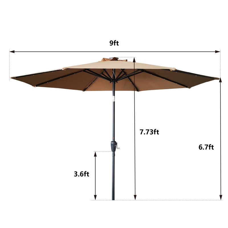 Parasol 9 pi avec lumières DEL, Beige