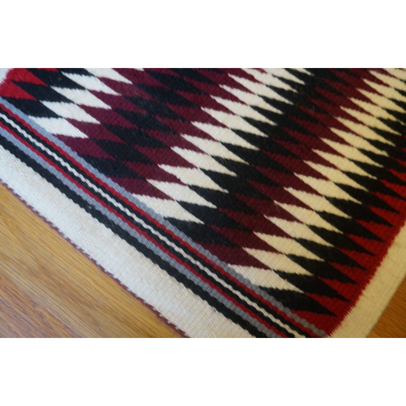 Antique Allover Geometric Wool Flat Weave Multicolor Jewel Tones 1930s Rug