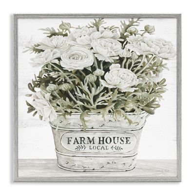 " Farmhouse Planter White Rose Blossoms " by Cindy Jacobs