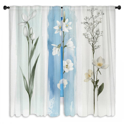 Botanical Window Curtains  Floral Drapes - 2 Panels