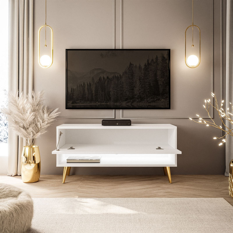 Aaleia Calante RTV Cabinet, High-gloss white