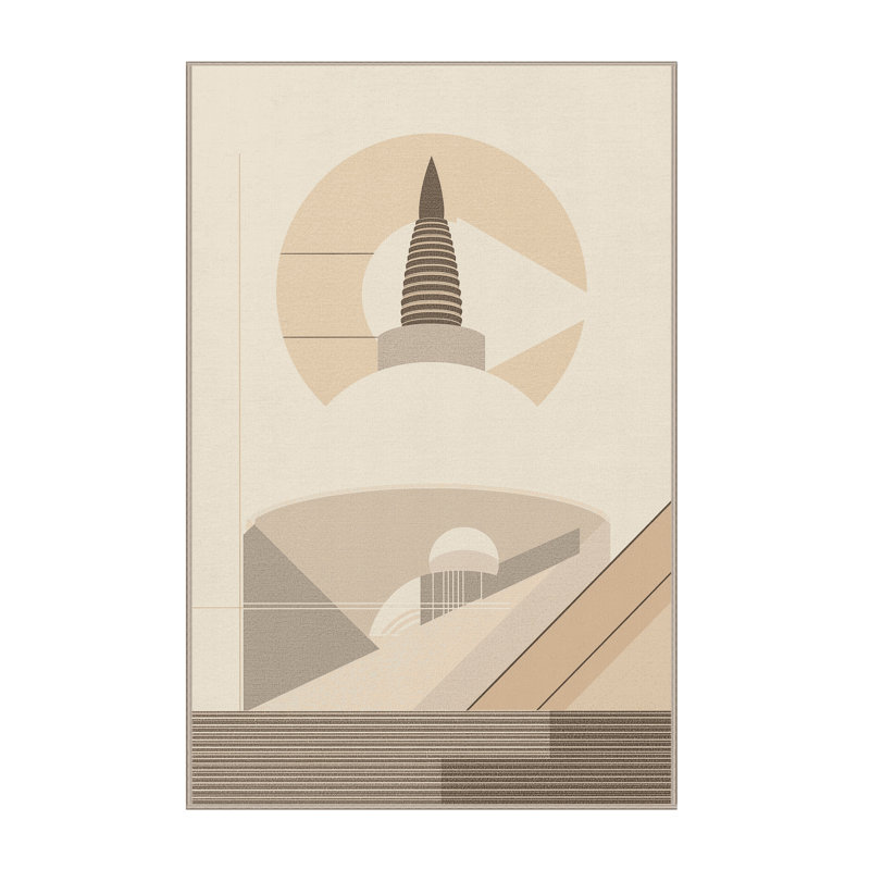 Tapis beige doux et moelleux à motif géométrique minimaliste Edgemont, 7x10