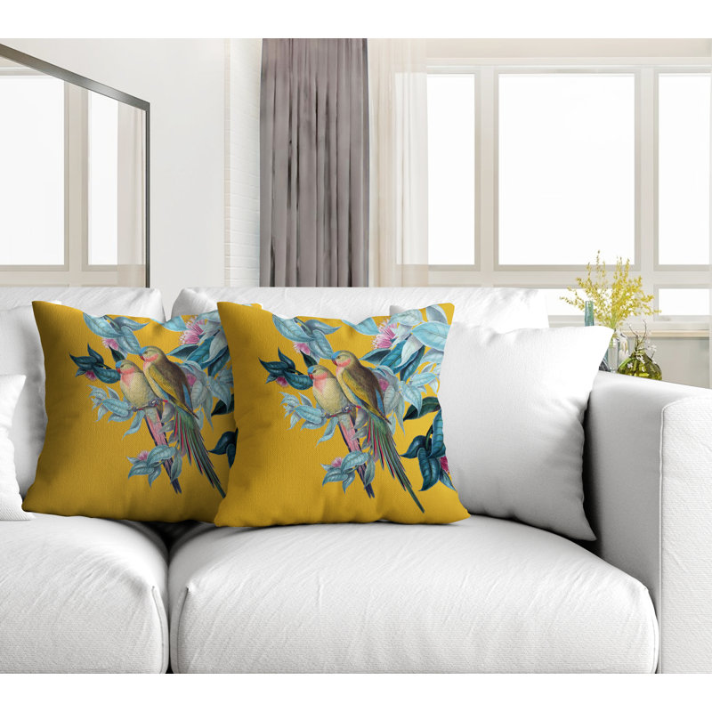 Housse et insert de coussin carré intérieur / extérieur Padmini, L 17 po x H 17 po, Jaune
