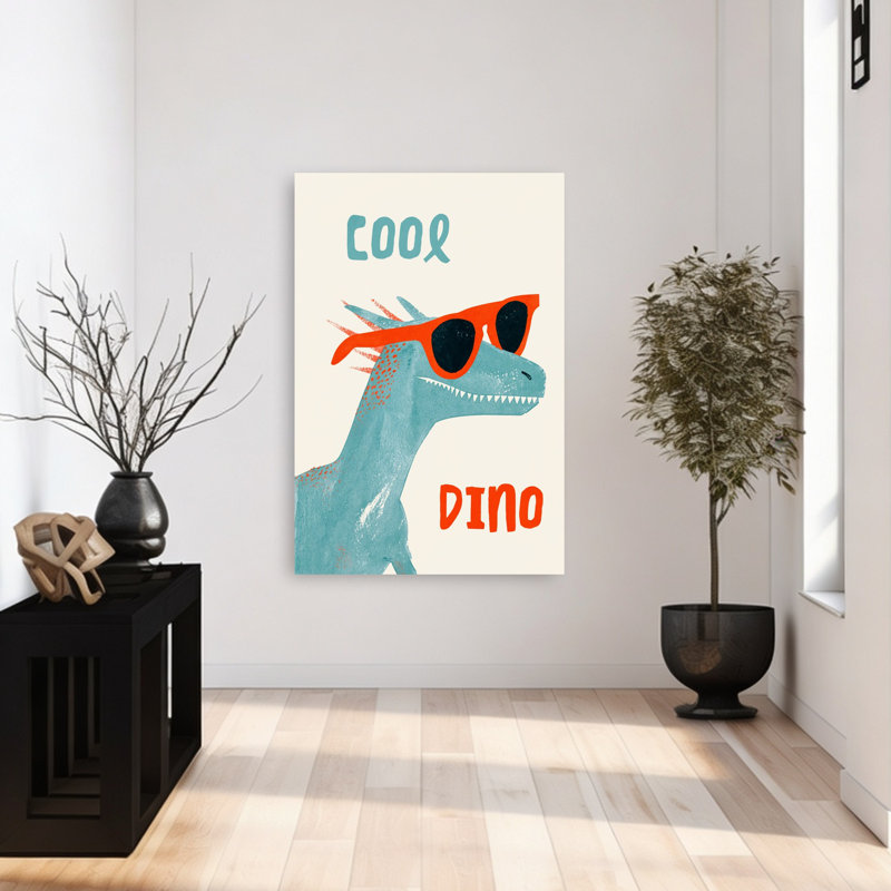 Art mural contemporain Cool Cool Dino, H 48 po x l 32 po
