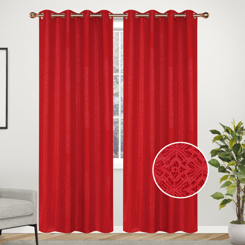 Adrik Room Darkening Curtain Single Panel, Burgunday