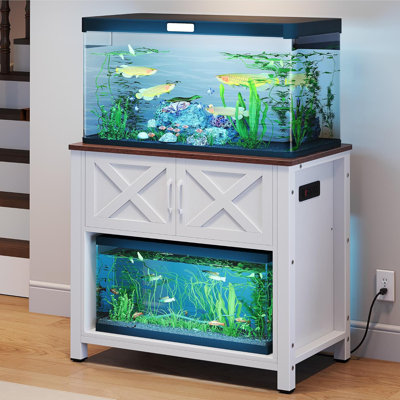 Support pour aquarium robuste de 40 à 50 gallons avec prises de courant, armoire pour le rangement des accessoires d'aquarium