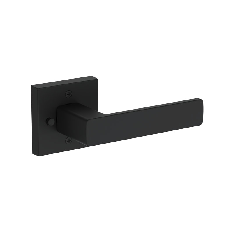 Sharpe Privacy Lever with Contemporary Square Rose in Matte Black, Matte Black