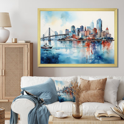 " Golden Gate San Francisco Cityview Watercolor I "