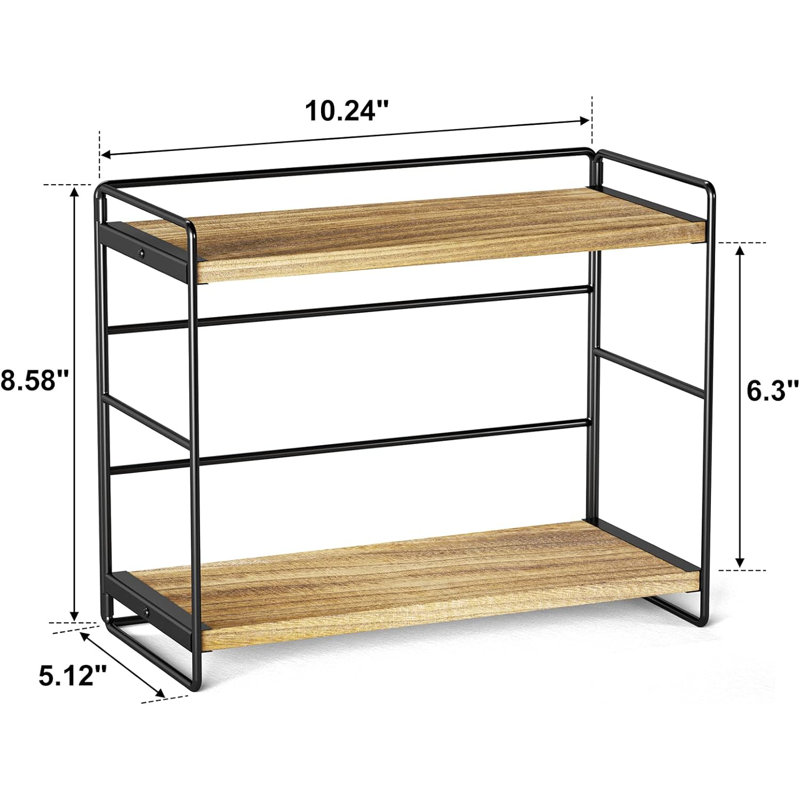Bathroom Countertop Organizer Set Of 2, Kitchen Counter Shelf Spice Rack Sink Countertop Storage Desktop Large Wood Shelf