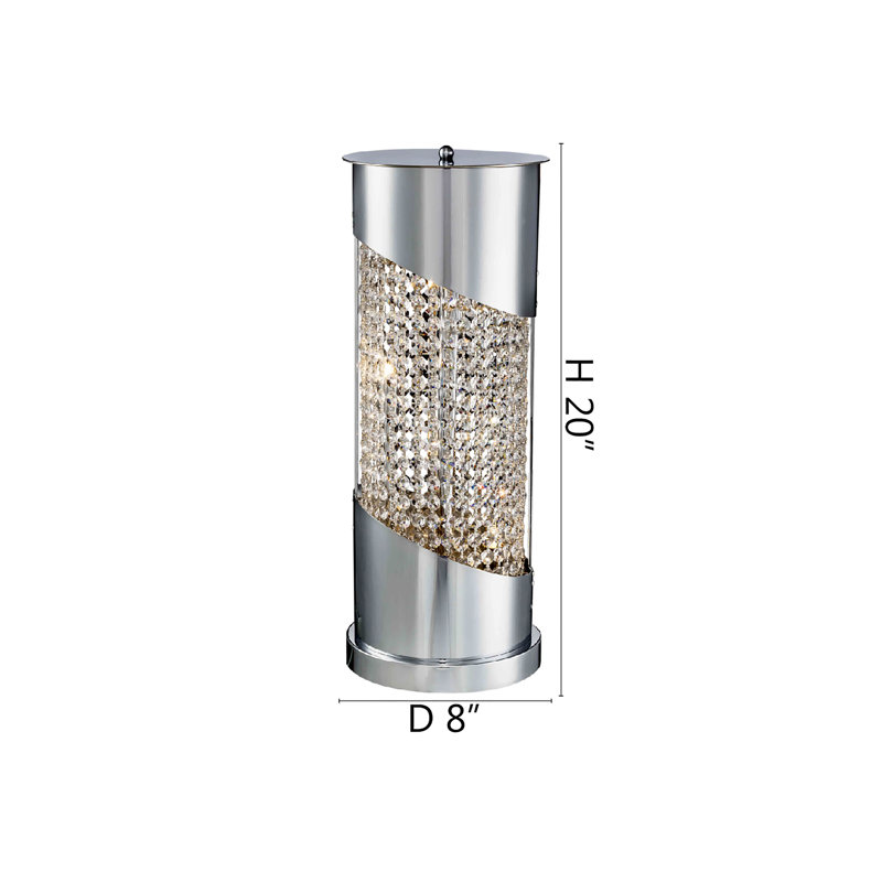4-Light Chrome Table Lamp With Clear Crystals