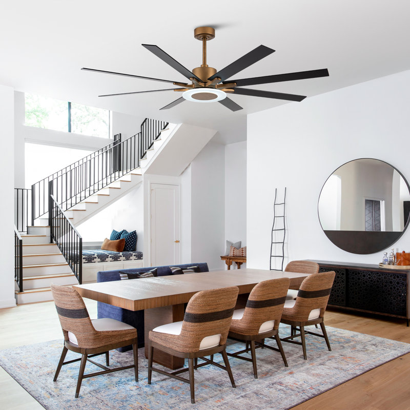 Grand ventilateur de plafond réversible à 8 pales de 65 po avec lumières DEL et télécommande Broghen