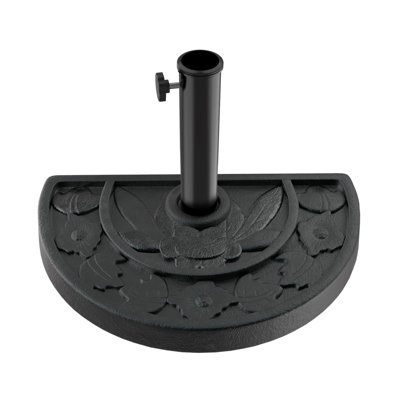 Base de parasol demi-ronde - Porte-parapluies autoportant en résine et en béton lesté en demi-cercle lesté de 20 lb par Pure Garden (noir)