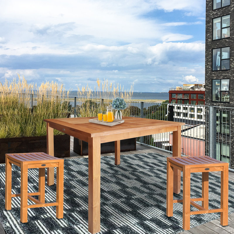 Fredson Outdoor Square Teak Bistro Table, 35" H x 35" W x 35" D
