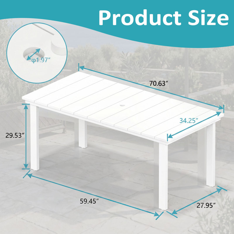 Table de salle à manger 70,6 "HDPE, White