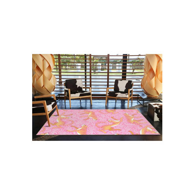 Tapis décoratif à rayures rose