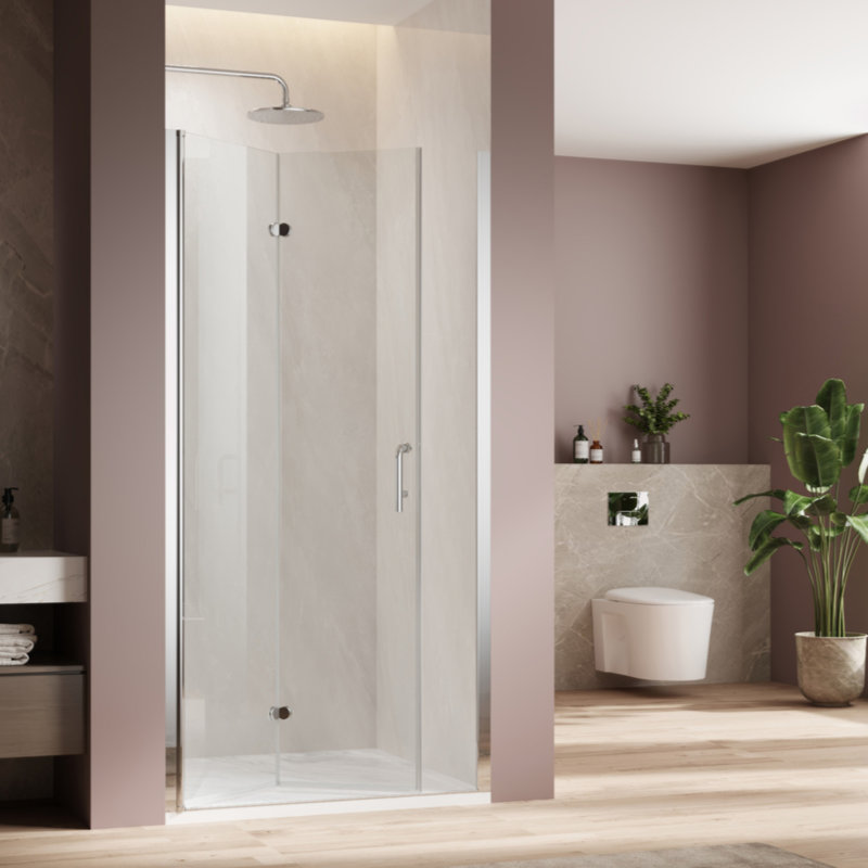 Bifold Swing Double Glass Panel Shower Door 30 In.W X 72 In.H,Adjustable Frameless Shower Door With 1/4 Inch Clear Tempered Glass